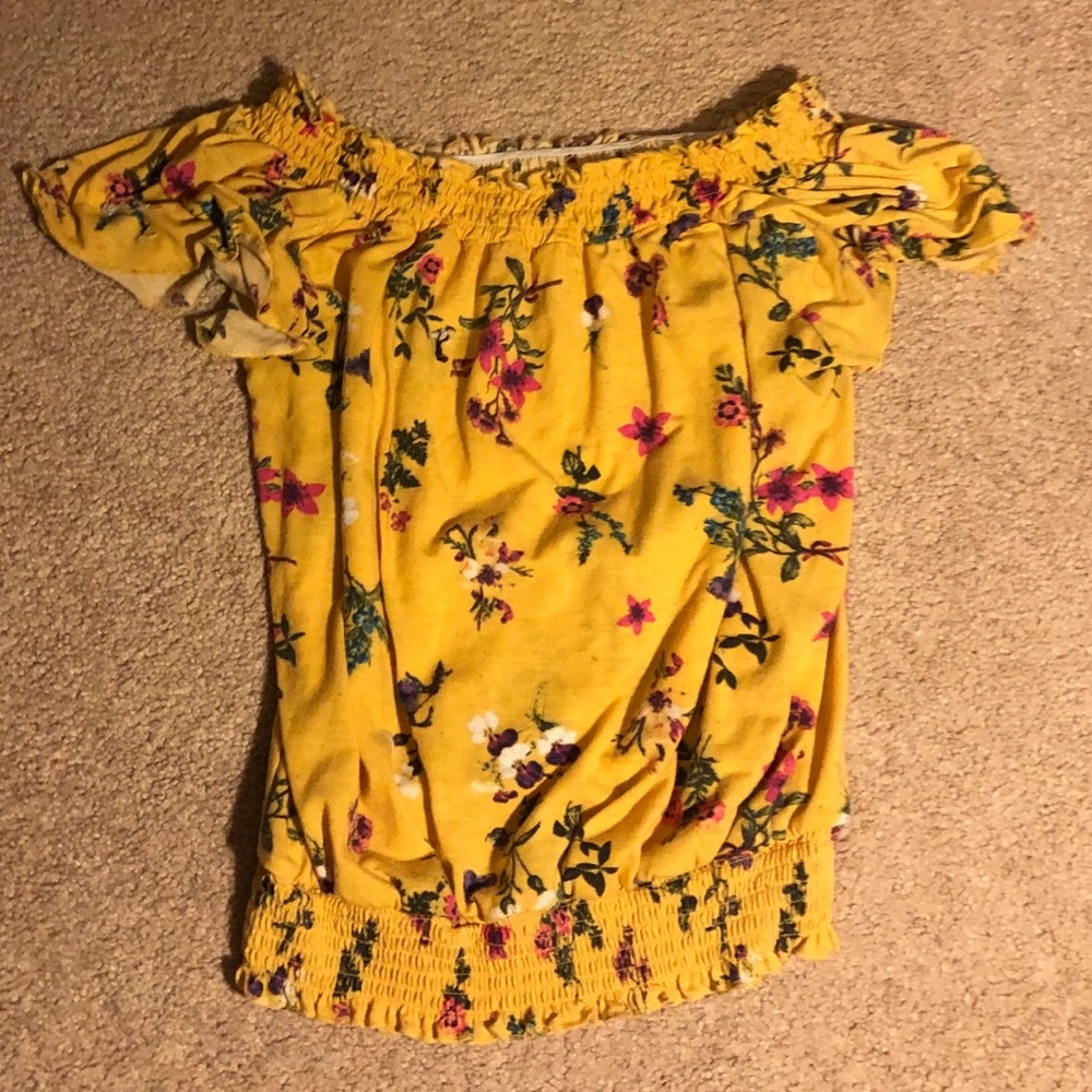 yellow off the shoulder top